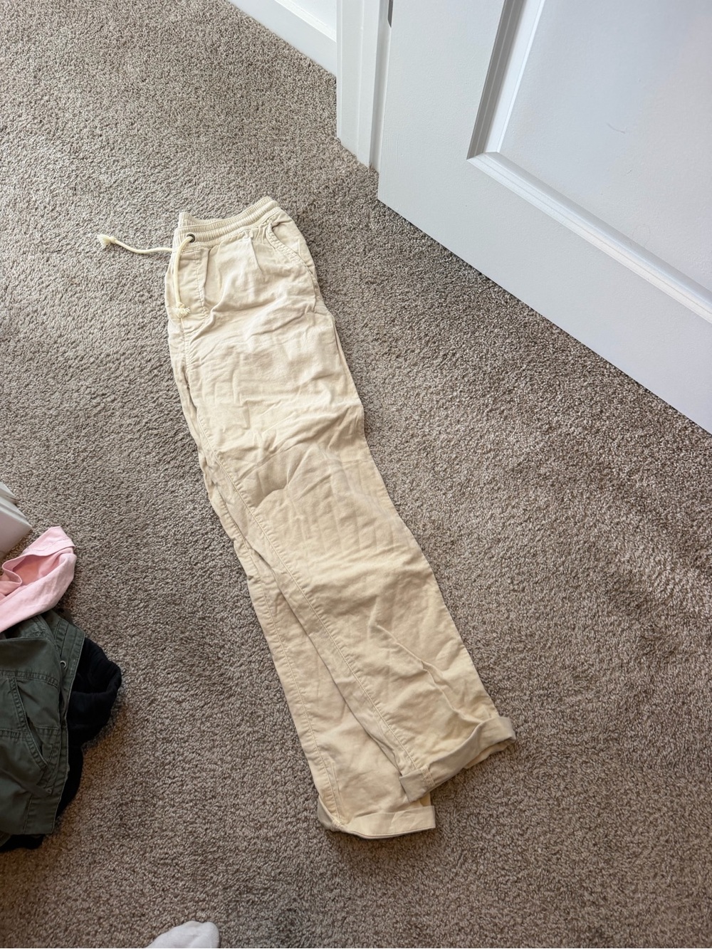 Marine Layer Men's Drawstring Linen-Blend Pants in Cream